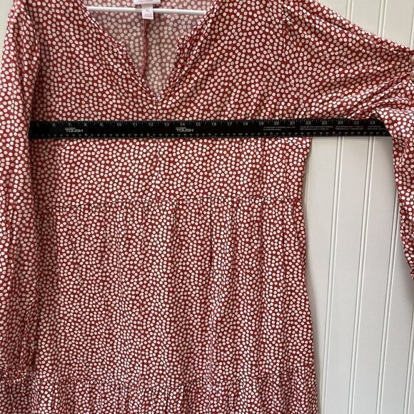 Isabel Maternity Red White Polka Dot Tiered Waist Ruffle Balloon Sleeve Dress-XL - Picture 9 of 11